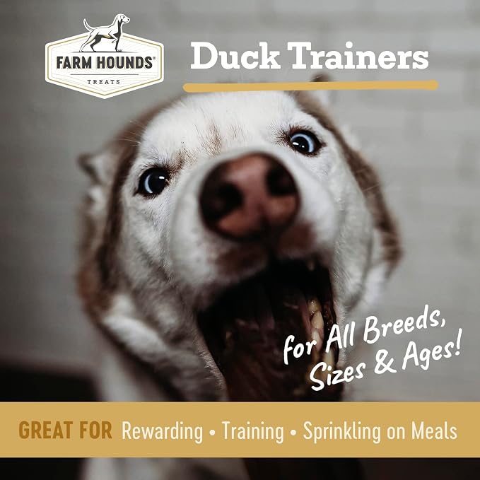 Farm Hounds - Duck Trainers - Premium Natural Jerky for Dogs - Made from 100% Humanely Raised Duck- Easy-Break - Great for Training & Treats - No Added Fillers - Made in USA - 4.5 oz - 2 Pack