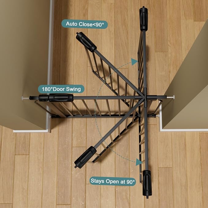 Baby Gates Extra Wide 71.65-76.38 Inch Large Baby Gates for Stairs Tension Pet Dog Gates Indoor for Doorways, No Drilling Pressure Mounted Pet Gates for Kids