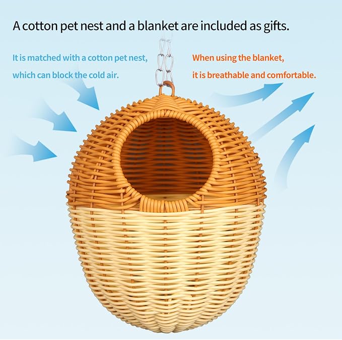 Sugar Glider Hammock, Acorn Shaped Bird Bed with Supporting Cotton nest, Universal in All Seasons, Suitable for Rats, Chipmunks, Squirrels and Parrots.