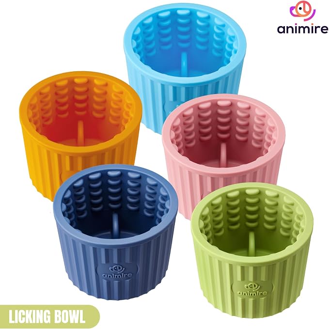 Dog Lick Bowl, Anxiety Relief Dog Licking Mat Freezer Treat Dispenser, Non-Slip Anti-Choking Silicone Slow Feeder Lick Bowl for Small Medium & Large Breed Dogs, BPA Free(Green,S)