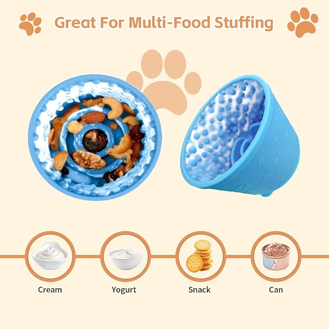 Dog Lick Bowl,Anxiety Relief Non-Slip Silicone Treat Bowl,Durable Anti-Choking Long-Lasting Enrichment Slow Feeder Licking Mat for Small Medium Large Breed,Freezable BPA Free Silicone Dishwasher Safe
