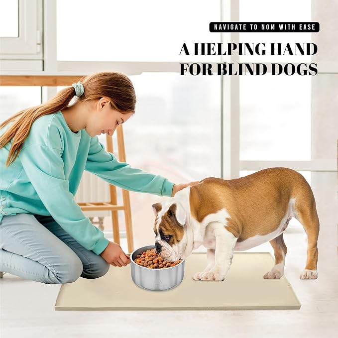 AVERYDAY 100% Waterproof Thicker Silicone Dog Food Mat, 0.63'' Raised Edge Bowl Mat for Food & Water, Non Slip Pet Feeding Placemat for Messy Drinkers, Perfect for Large Medium Small Breeds, 23"x16"
