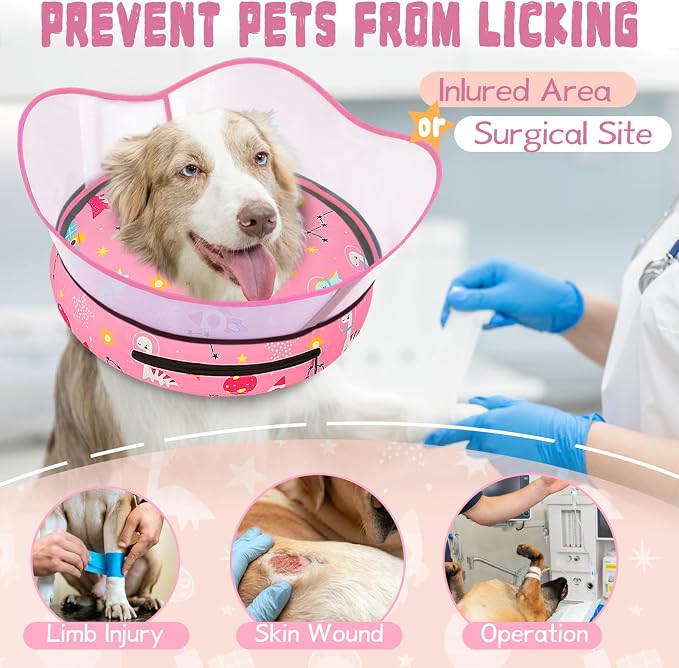 Elevated Inflatable Dog Cone Collar to Stop Licking, Doggie Donut Collar After Surgery, Soft Dog Cone Alternative for Small Medium Large Dogs