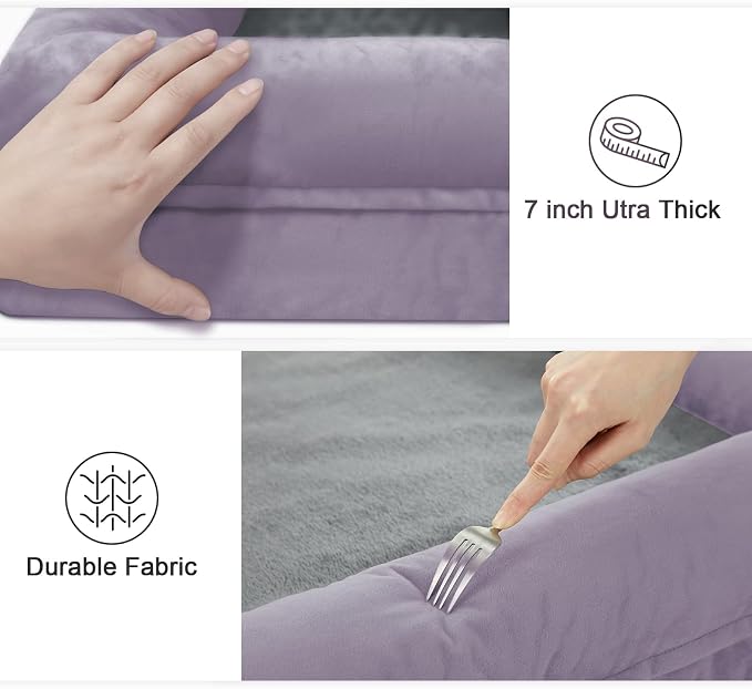Yiruk Jumbo Dog Bed for Extra Large Dogs, XXL Waterproof Dog Bed with Removable Washable Cover, 4-Sides Bolster Support Pet Couch Sofa with Non-Slip Bottom, Light Purple