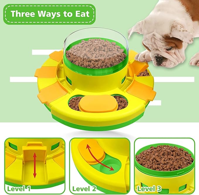 Dog Puzzle Feeder Toy - Green Slow Feeding Dog Puzzle Toys for IQ Training & Mental Enrichment - Food Dispenser for Small Breeds
