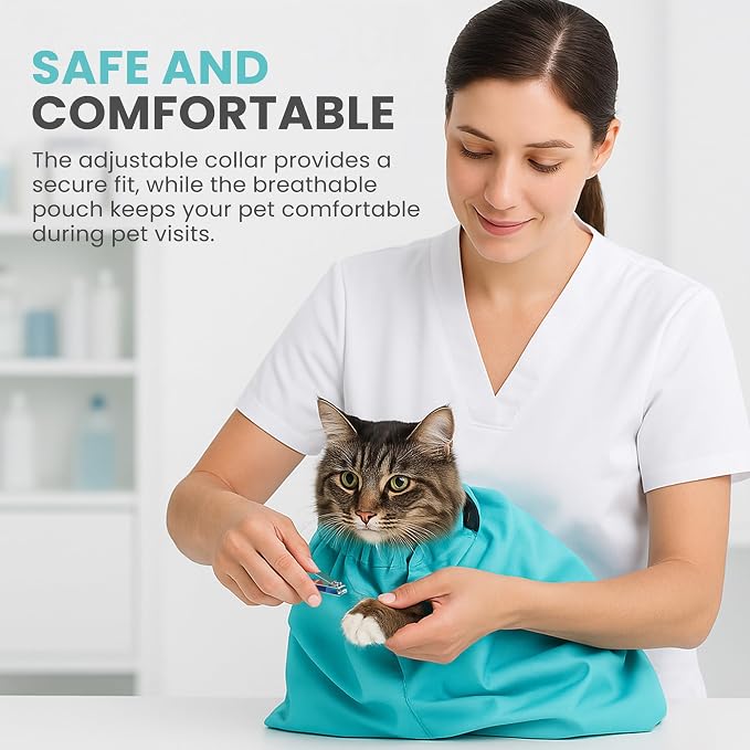 PurrFect Pouch The Original AS SEEN ON TV. The Comfy Cat Carrier Sling & Grooming Sack in One (Set of 2) Washable and Folds (Leopard)