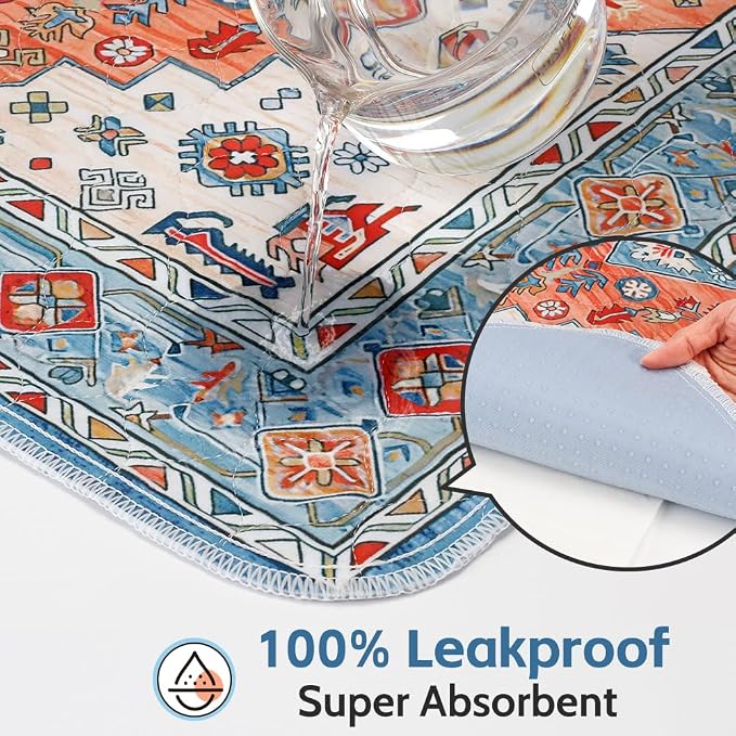 Washable Pee Pads for Dogs 2 Pack Reusable Puppy Training Pads 60"x48" Super Absorbent Waterproof Dog Training Pads, Non-Slip Potty Pads Whelping Pads Litter Mat Pet Supplies - Orange/Mix