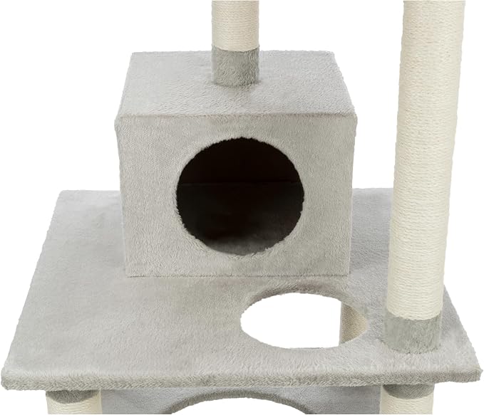 TRIXIE Abby 63.5" Cat Tower, 4-Level Sisal & Plush Cat Tree, Cat Scratcher, Condo, Hammock, Platforms Dangling Cat Toy