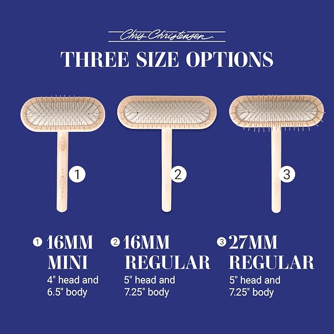 Chris Christensen Original Series 27 mm T-Brush - Dog & Cat Grooming Brush, Groom Like a Professional, Stainless Steel Pins, Lightweight Beech Wood Body, Ground and Polished Tips