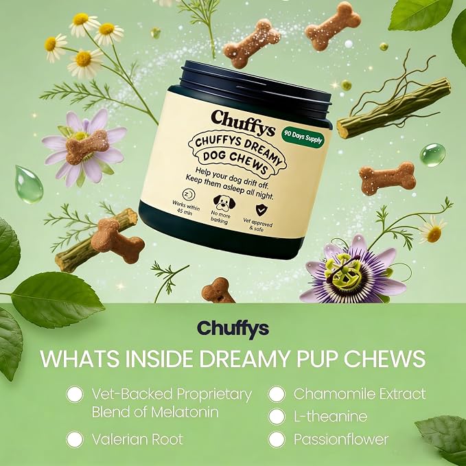 Dreamy Pup Chews, Natural Calming Chews for Dogs, Sleep Guarantee，90 Tablets (1pcs)