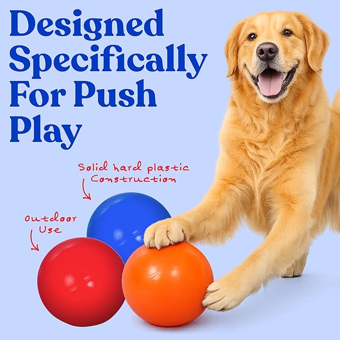 Doggie Dooley Virtually Indestructible Dog Ball - 14 Inch Hard Plastic Interactive Dog Toy for Large Breeds Over 75+ lbs - Built for Herding & Push Play - Floats in Water, Made in USA -Colors May Vary
