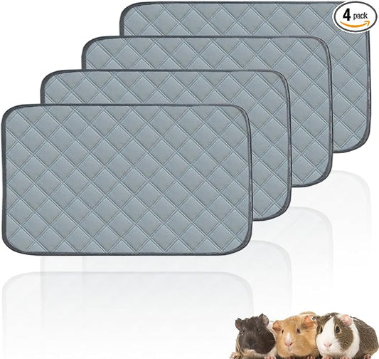 4 Pack Guinea Pig Cage Liners for C&C 2x1 Habitat Washable Guinea Pig Bedding Super Absorbent | Waterproof | Non Slip| Reusable Guinea Pig Pee Pads for Small Animals Cages-28 x 14 Inch