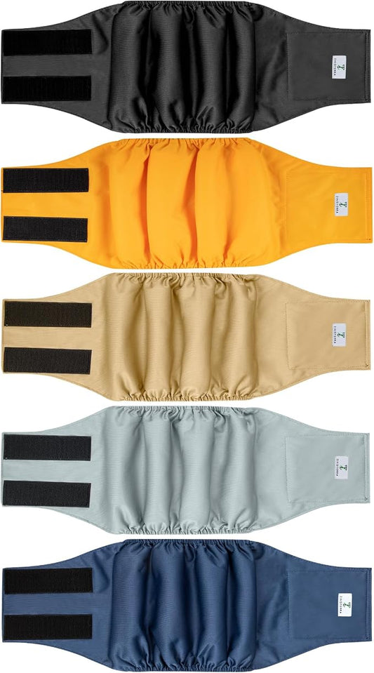 5 Pack Dog Diapers Male,Reusable Leakproof Pet Soft Dog Belly Band Wraps,Male Dog Diaper High Absorbency,Wider Washable Belly Band for Doggy Incontinence and Puppy Training