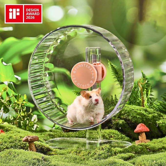 Super Silent Hamster Wheel 10.4 Inch, Magnetic Large Rat Wheel for Chinchilla, Gerbil, Guinea Pig, Cat, Mouse, Sugar Glider and Dwarf, Syrian Hamster Accessories (Peach Pink)