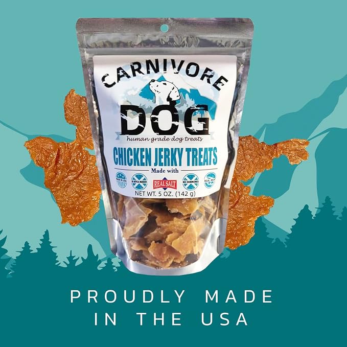 Carnivore Dog Treats, Human Grade, Real Chicken Breast Made with Real Salt, No Additives - Healthy, Chewy, Training Snacks for All Breeds, Chicken Jerky, Pack of 3