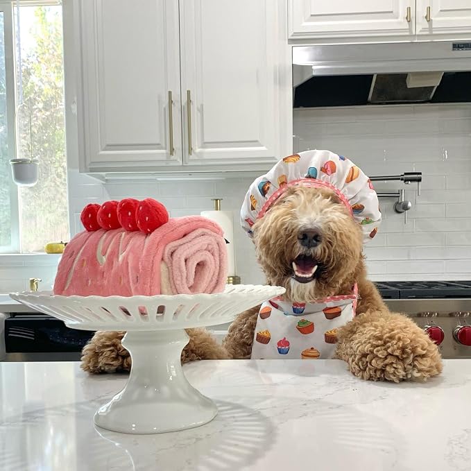 CHEWFFON Dog Enrichment Puzzle Bundle: Interactive Birthday Cake, Slow Feeding Crinkle Gift Nose Work Potato Chips Puzzle Toys for Small, Medium, & Large Dogs (Includes Level 2 Stimulating Treats)