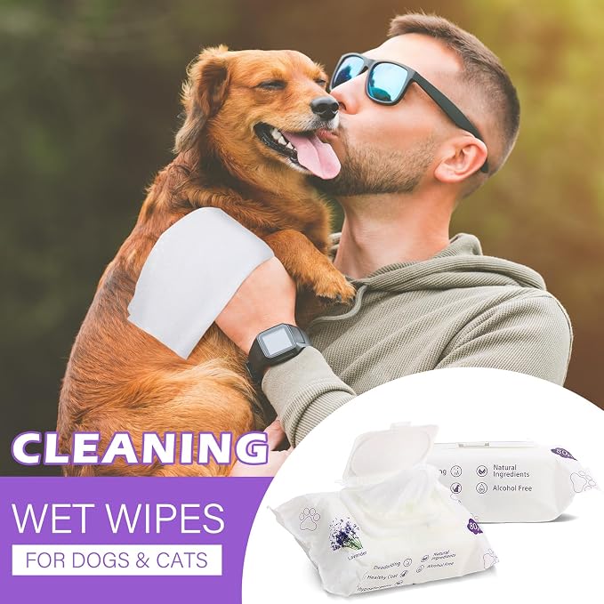 Treela 10 Packs of 800 Dog Wipes Pet Wipes Cat Grooming Supplies for Paws, Butt, Ear, Skin, Body Bath Cleaning Stain Odor Remover, Home or Travel Use(Lavender)
