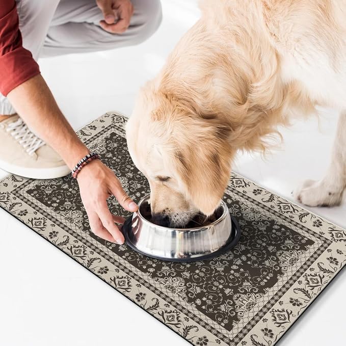 Dog Food Mat for Floors Waterproof Quick Dry Pet Placemat Cat Feeding Bowls Mats for Food and Water, Eco-Friendly Dog Accessories Diatomite Pets Supplies 12" X 20"