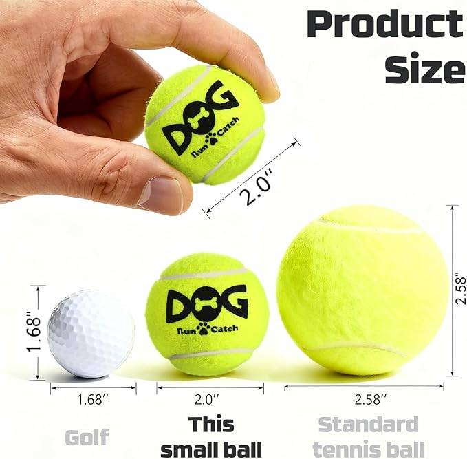 INSUM 20 Pack Small Tennis Balls for Dogs - 2 Inch Squeaky Dog Balls Toys with Mesh Bag, SGS Certified, Durable Non-Toxic, Built in Squeaker, Small Breeds