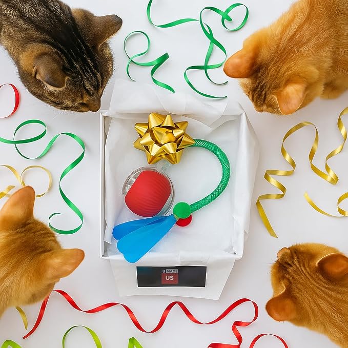 Cat Toys for Indoor Cats – Automatic Kitten Interactive Toy with Speedy Ball Tail as Pet Mental Stimulation -Kittens Small Dogs and Bored Adult Dog Balls to Keep Them Busy as Enrichment -Green