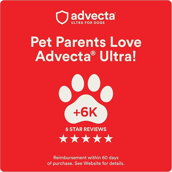 Advecta Ultra Flea and Tick Prevention for Dogs - Large Dog Flea and Tick Treatment & Control - Mosquito Repellent - Fast Acting Waterproof Topical Drops, 4 Month Supply