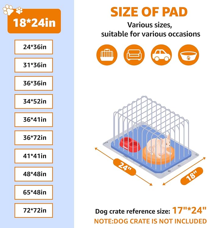 Washable Pee Pads for Dogs, 2Pack Reusable Puppy Pads, Absorbent Whelping Pads with Bone Print, Non-Slip Waterproof Pet Training Pads for Couch, Crate, Potty Training 18x24