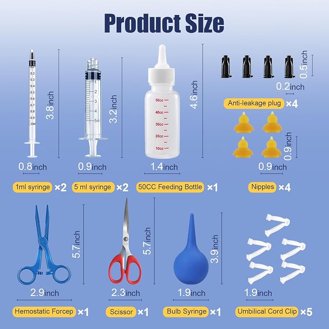 REDDOUDOU Puppy Kitten Whelping Kit, Whelping Kit with Feeding Nipple Bottle Stethoscope Scissors Cord Clamps Aspirator etc Full kit