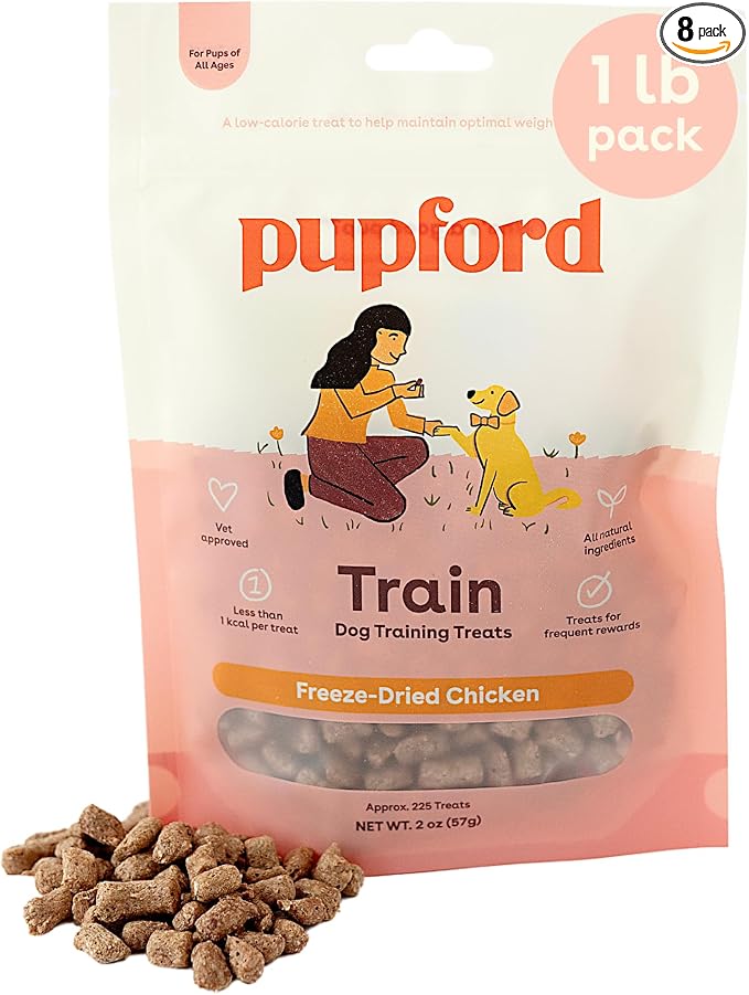 Pupford Freeze Dried Training Treats for Dogs & Puppies, 1800+ Limited Ingredient Bites (1lb Chicken Bundle)