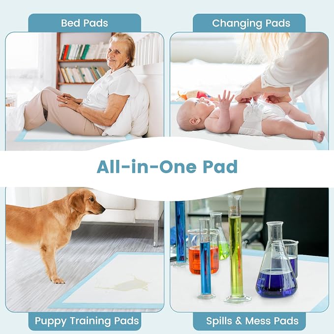 PETSITE Dog and Puppy Pee Pads, 6-Layer Leak-Proof Super Absorbent, Quick-Dry Surface, Indoor Outdoor Disposable Potty Training Pads, Blue & White (36" x 36" (100 Count))
