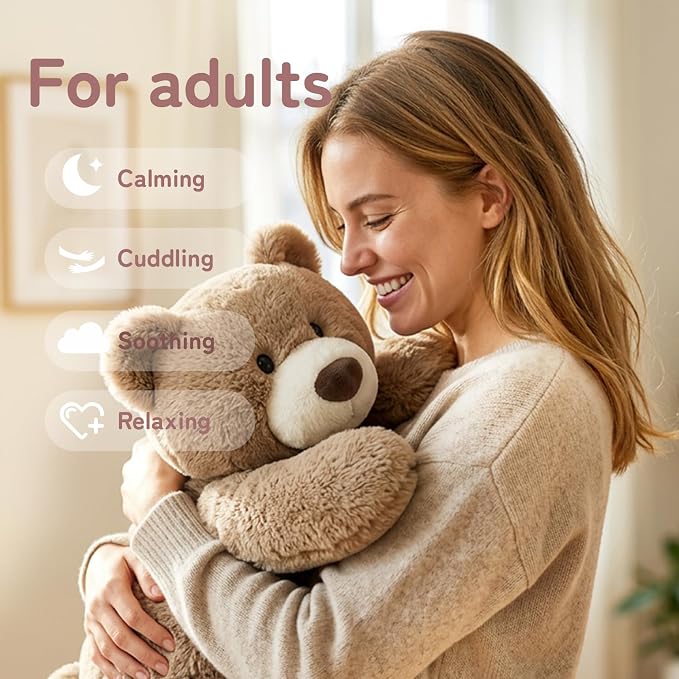 Niuniu Daddy 25" | 5 Pound Weighted Bear Stuffed Animal for Adults Kids, Giant Large Lying Teddy Bear Plush Toy, Soft Brown Bear Body Pillow for Sleeping, Gift for Christmas Birthday Holidays