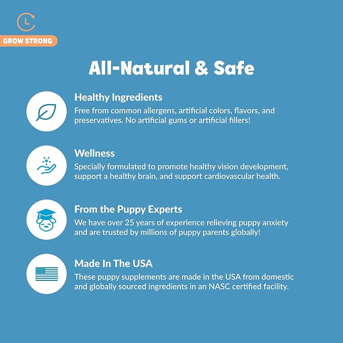 Snuggle Puppy Puppy Bites Grow Strong Supplement - Dog Soft Chews for Overall Health - Omega 3 Supplement for Dog Health - Fish Oil Chews for Dogs - 60 Soft Chews