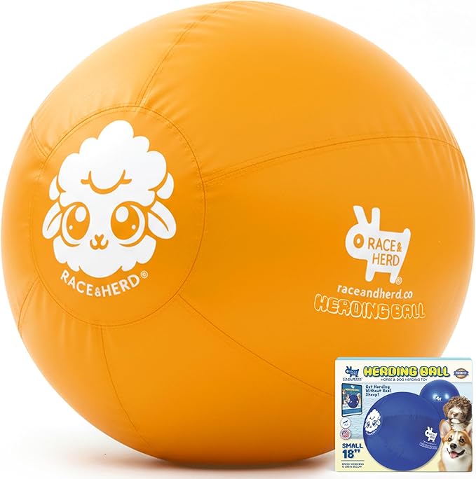Race&Herd 18" Original XXL Herding Ball for Dogs - Herding Toys, Giant Dog Ball for Australian Shepherds, Border Collies - Durable Dog Outdoor Training Toy for Small Breeds (Gold)