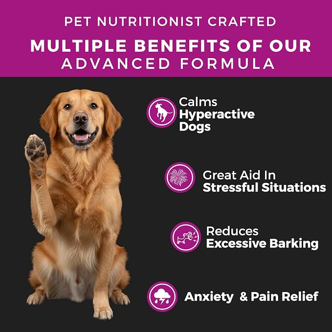 Pet Chef Calming Chews for Dogs -140 Soft Hemp Dog Treats for Anxiety & Barking Relief -Natural Relaxing Peanut Butter Flavored Dog Chews Breeds