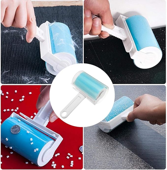 3Pcs Washable Roller Cleaner Lint Sticky Picker Pet Hair Dust Remover Brusher Quickly Plastic + TPR for Clothes Carpets Furnit
