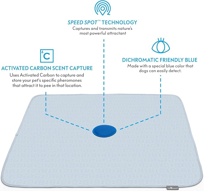 2ct Paw Inspired Speed Spot Go Here Potty Training Puppy Pads with Pop Up Urine Attractant Target | Washable, Reusable Dog Pee Pads with Pheromone Scent Patch for Housebreaking (36x36 Inch Size)