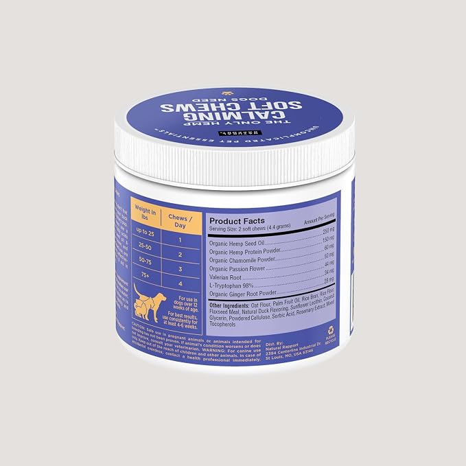Natural Rapport Dog Calming Treats - The Only Calming Soft Chews that Dogs Need - 120ct Chews that Contain Chamomile to Alleviate Stress