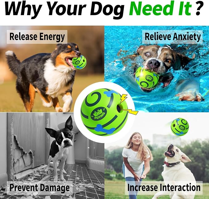 Giggle Ball for Dogs 2 Pack, Glowing Interactive Dog Toys Balls, Rolling Squeaky Toy for Large Medium Small Dogs, Fun Giggle Sounds Attract Attention When Rolled or Shaken - 3.14 inch