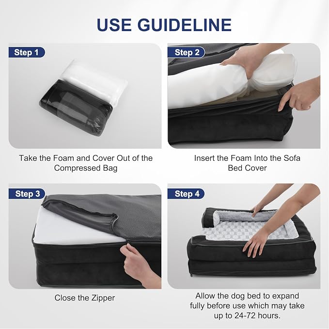 FURTIME Orthopedic Small Dog Bed, Waterproof Dog Beds, 28x23x6.5 Supportive Foam Pet Couch Bed with Removable Washable Cover and Nonskid Bottom