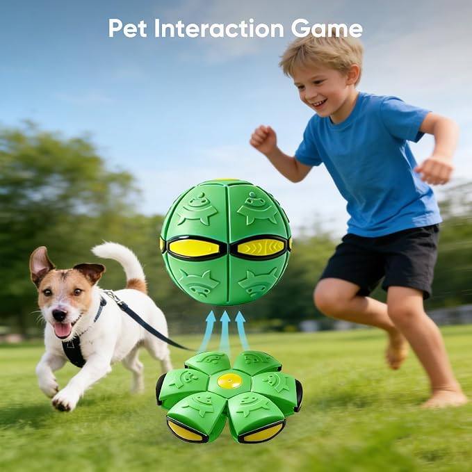 3 Pack Pop Up Balls, Magic Bouncing Balls | 6 LED Lights, Flying Saucer Ball Toy, Transforming Pop Up Ball, For Large Medium Small Dogs, Outdoor Interactive