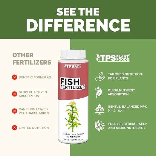 Fish Fertilizer – Liquid Fish Supplement for Lush Growth, Deep Green Leaves & Strong Roots, 32 oz