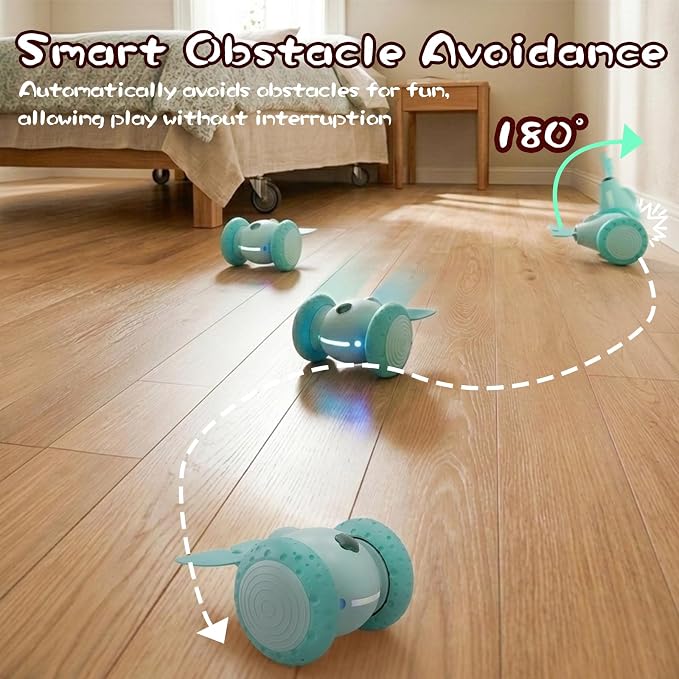 Puffluv Interactive Cat Toys, Automatic Moving Mouse Toy for Indoor Cats, Remote Control Cat Toys with LED Lights,Rechargeable Electric Kitten Toy USB Charging(Yellow)