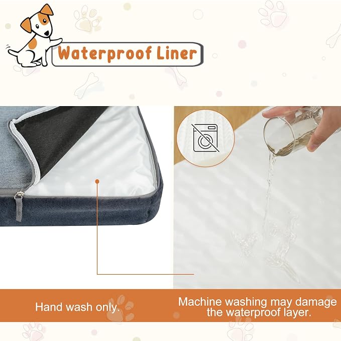 EMPSIGN Stylish Dog Bed Mat Dog Crate Pad Mattress Reversible (Cool & Warm), Water Proof Linings, Removable Machine Washable Cover, Firm Support Pet Crate Bed for Small to XX-Large Dogs, Grey