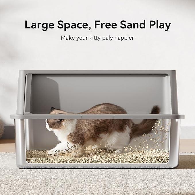Jotesnew XXXL Stainless Steel Litter Box,28" L*20" W*12.5" H Large Capacity Metal Cat Litter Box for Big & Multiple Cats,Anti-Leakage,Non-Stick Surface for Easy Cleaning,Odor-Resistant,Gray