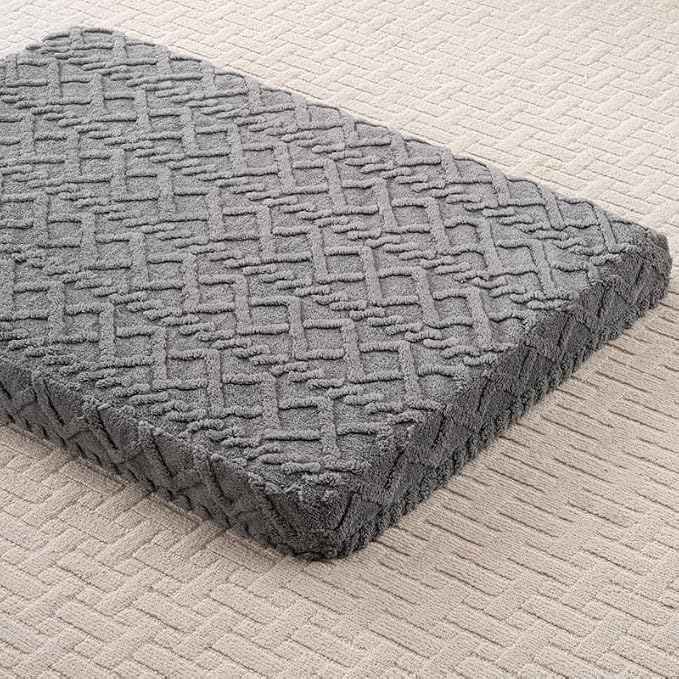 Memory Foam Dog Crate Pad, Large Size, Dark Gray Color, Waterproof Lining, Washable Cover for Dogs and Cats 44" L x 32" W x 3" H