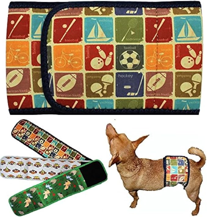 Dog Diaper for Male Belly Band Neoprene Reusable Washable for Small and Big Large Dogs Puppy (Antique Sport, M: Waist 13" - 15")