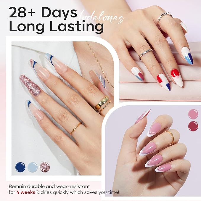 modelones 40 Pcs Gel Nail Polish Set, 36 Colors Fall Winter Nude Brown Burgundy Red Blue White Black Glitter Gel Polish Kit with Base Coat& Matte Glitter Glossy Top Coat Salon DIY LED Manicure Gift