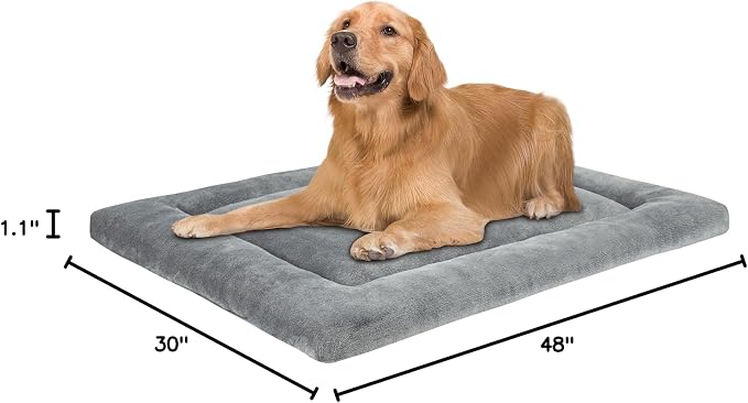 KHONSU PET Dog Bed Mat for Crate 1.1in Slim Cooling Pad Reversible Flannel & Waterproof Canva for XXL Dogs up to 110 lbs, Fits 48x30 Basic Crate