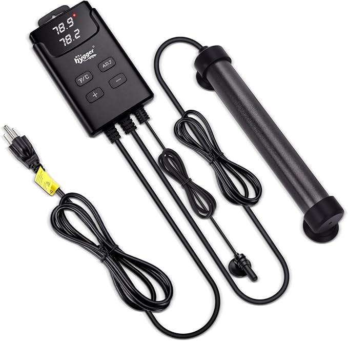 hygger Aquarium Heater,Submersible Fish Tank Heater with External Digital Display, Including Overheat & Leakage Protection and Temperature Sensor for Freshwater and Saltwater (50W for 10gal~15gal)