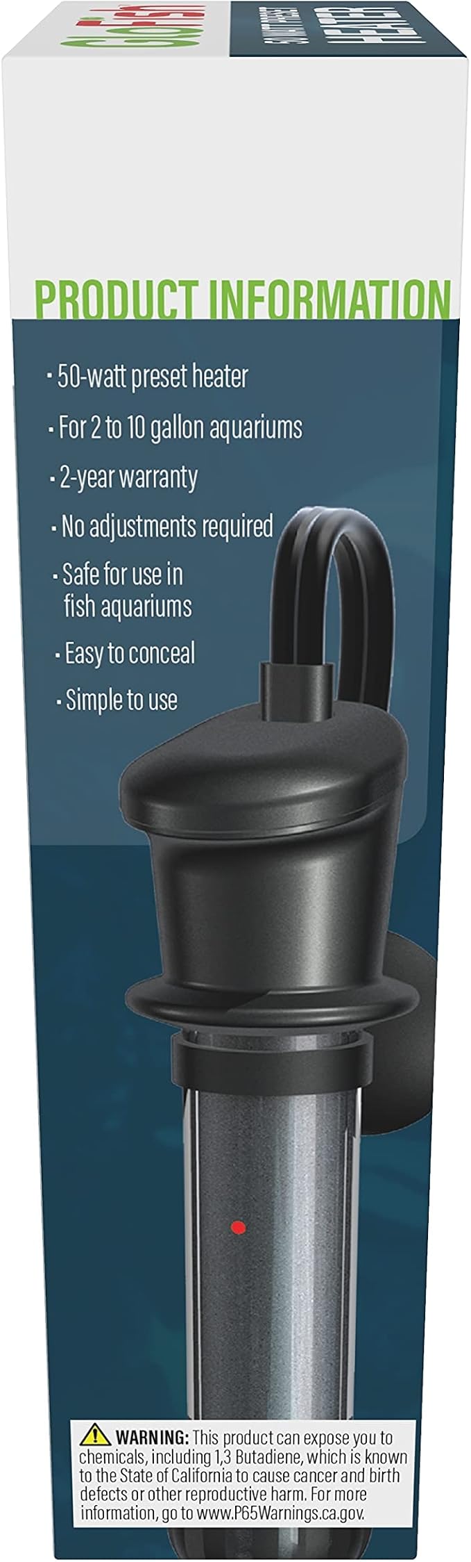 GloFish Submersible Heater 50 Watts, for Aquariums Up to 10 Gallons, UL Listed,Black (Pack of 5)