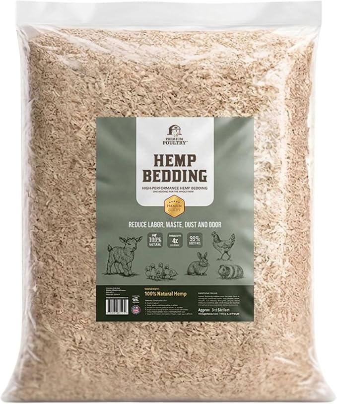 Hemp Bedding for Chickens, Rabbits & Small Animals – Low Dust, Highly Absorbent Hemp Animal Bedding for Chicken Coops, Nesting Boxes & Brooders – Made in USA – 3 Cubic Feet
